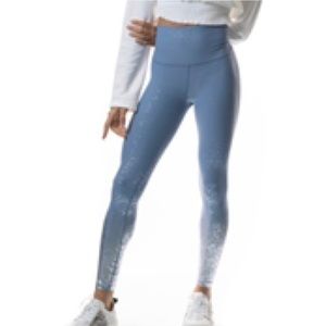High-Rise Blue Active Leggings with Gradient Detail
